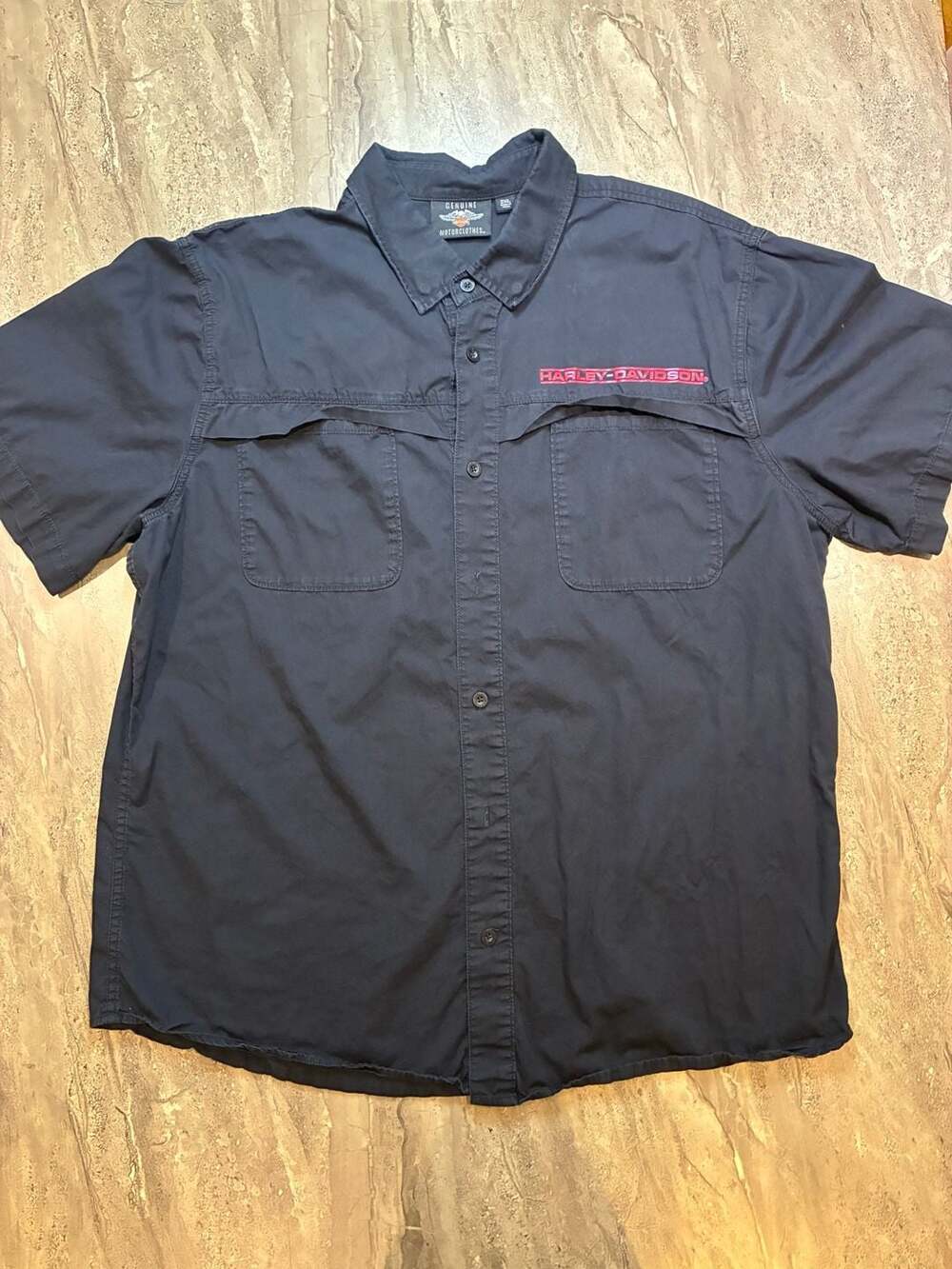 Harley-Davidson Genuine Motorclothes Black Short Sleeve Button-Up Shirt 2XL